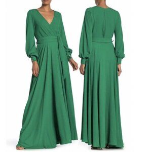 Meghan LA Lilypad Surplice Maxi Dress Emerald Green Flowy